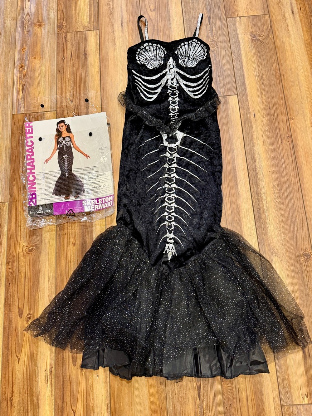 Skeleton Mermaid Kids Costume - Black